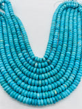 Turquoise 8MM Smooth Roundel shape, genuine Turquoise beads, Length 16" Grade AAA,  Natural Gemstone from Sleeping beauty Mine