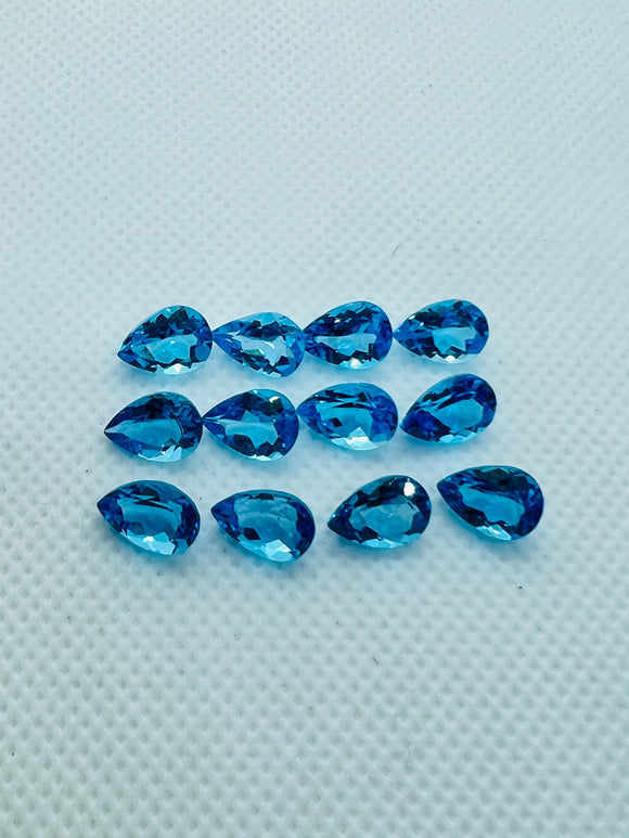 Swiss Blue Topaz 9X7MM Pear cut - Pack of 1 Pcs  - Swiss Blue Topaz Cut - Loose Stone - Natural Swiss Blue Topaz loose stone