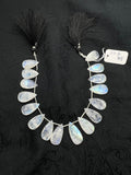 Moonstone Faceted Pear briolette , , Size 11-12X 20-22 MM  Good quality , Faceted pear shape weight-30GM , length 10 Inch, code #5