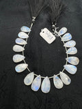 Moonstone Faceted Pear briolette , Size 12-13X18-21 MM Good quality , Faceted pear shape weight-32GM , length 10 Inch, code #13