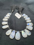 Moonstone Faceted Pear briolette , Size 12-13X18-21 MM Good quality , Faceted pear shape weight-32GM , length 10 Inch, code #13