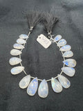 Moonstone Faceted Pear briolette , Size 12-13X18-21 MM Good quality , Faceted pear shape weight-32GM , length 10 Inch, code #13