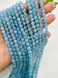 Aquamarine Round Beads - 6 mm Size - AAA Quality - Length 40 cm- Code #A6