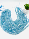 Aquamarine Round Beads - 10 mm Size - AAA Quality - Length 40 cm- Code #A7