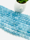 Aquamarine Round Beads - 10 mm Size - AAA Quality - Length 40 cm- Code #A7