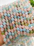 Aquamarine & Morganite Round beads- 8mm Size - Length 40 cm - 4A Quality- Code #M2