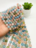 Aquamarine & Morganite Round beads- 10mm Size - Length 40 cm - 4A Quality- Code #M3