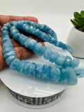 Aquamarine faceted Roundel • Code #A5 • Size 7.50 -16 mm  • Length 18 Inch AAA Quality • Natural Aquamarine Beads