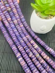 Charoite Roundel Beads 10 mm Size • Length 40 cm • 100% Natural Charoite Beads, origin Russia, Quality AAA