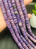 Charoite Roundel Beads 10 mm Size • Length 40 cm • 100% Natural Charoite Beads, origin Russia, Quality AAA