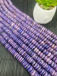 Charoite Roundel Beads 12 mm Size • Length 40 cm • 100% Natural Charoite Beads, origin Russia, Quality AAA