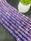 Charoite Roundel Beads 14 mm Size • Length 40 cm • 100% Natural Charoite Beads, origin Russia, Quality AAA