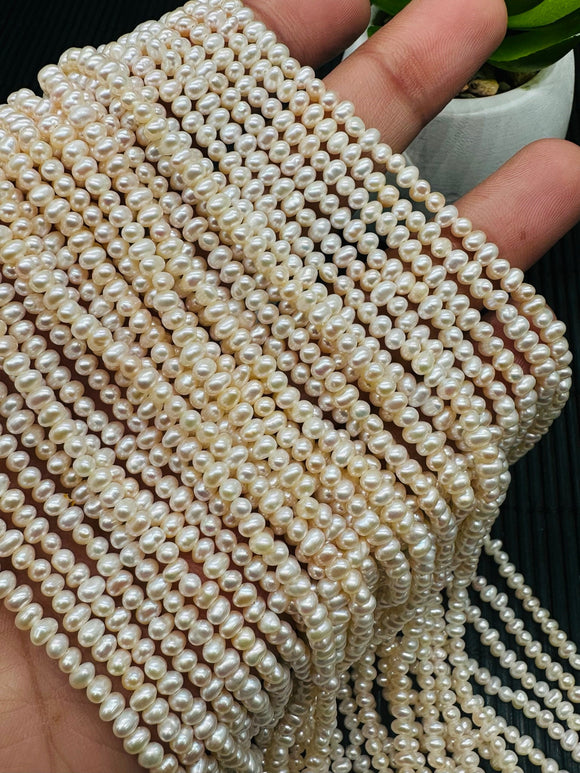 Freshwater Pearl Seed Beads 2.5x 3 mm Size - Natural White Freshwater Pearl Tiny Beads -  AAA Grade