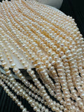 Freshwater Pearl Seed Beads 3x3.5 mm Size - Natural White Freshwater Potato Pearl Tiny Beads - AAA Grade