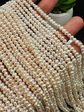 Freshwater Pearl Seed Beads 3x3.5 mm Size - Natural White Freshwater Potato Pearl Tiny Beads -  AAA Grade