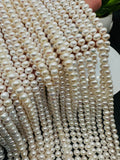 Freshwater Pearl Roundel Beads 5- 5.50 mm Size - Natural White Freshwater Pearl Potato  Beads -  AAA Grade