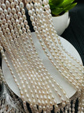 Freshwater Pearl Potato Beads 3x3.5 mm Size - Natural White Freshwater Pearl Rice Beads - AAA Grade