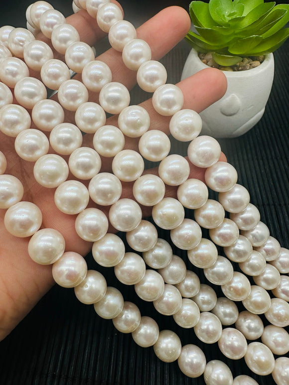 Freshwater Pearl Round beads - 10-11 mm Size -  AAA Quality - 40cm Length - Natural Pearl Round