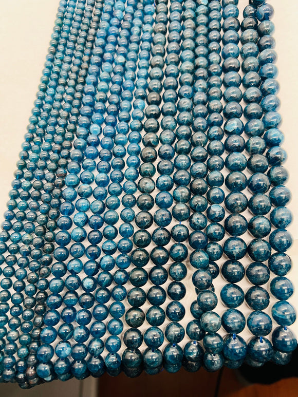 Apatite Round Beads  6 to 12mm Size , Perfect Round Beads- 40cm Length - Dark Color - AAA Quality Beads