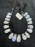 Moonstone Faceted Pear briolette , Size 12-13X18-21 MM Good quality , Faceted pear shape weight-32GM , length 10 Inch, code #13