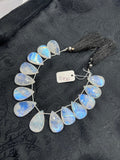 Moonstone Faceted Pear briolette ,Size 16-17X24-30MMGood quality ,Faceted pear shape weight-55GM , length 10 Inch, code #16