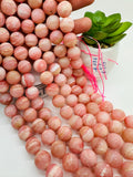 Pink Opal Round Beads - 14 mm Size - AAAA Quality - Length 40 cm - Natural Dark Pink Opal Beads