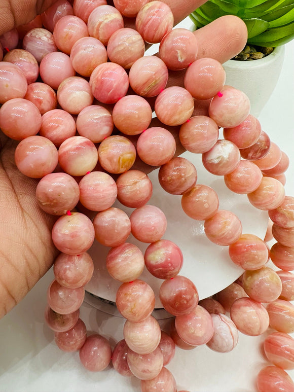 Pink Opal Round Beads - 12 mm Size - AAA Quality - Length 40 cm - Natural Pink Opal Beads