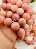 Pink Opal Round Beads - 12 mm Size - AAA Quality - Length 40 cm - Natural Pink Opal Beads