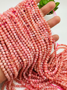 Pink Opal Round Beads - 4 mm Size - AAAA Quality - Length 40 cm - Natural Pink Opal Beads