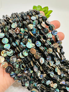 Abalone Shell Coin Beads • 8 mm Size • 40 cm length • AAA Quality • Natural Abalone Shell