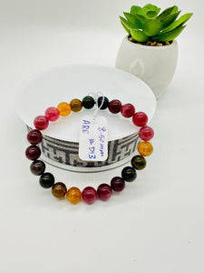 Tourmaline Bracelet 8.50 mm Size - Code#D13 - 4A Quality  Natural Multi Tourmaline Round Bracelet - Length 7.5"