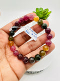 Tourmaline Bracelet 8.50 mm Size - Code#D13 - 4A Quality  Natural Multi Tourmaline Round Bracelet - Length 7.5"