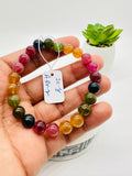 Tourmaline Bracelet 8 mm Size - Code#D14- 4A Quality  Natural Multi Tourmaline Round Bracelet - Length 7.5"