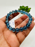 Aquamarine Round Bracelet • 8 mm Size • Code B3 • 5A Quality • 7.5 Inch Length •  Natural Aquamarine Bracelet