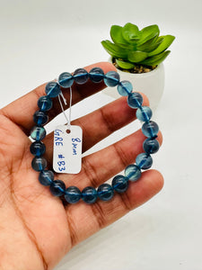 Aquamarine Round Bracelet • 8 mm Size • Code B3 • 5A Quality • 7.5 Inch Length •  Natural Aquamarine Bracelet