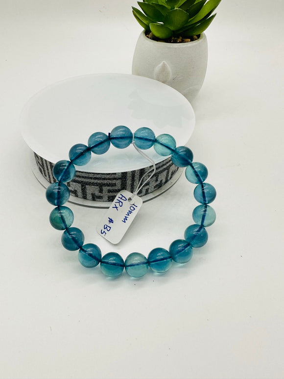 Aquamarine Round Bracelet • 10 mm Size • Code B5 • 5A Quality • 7.5 Inch Length •  Natural Aquamarine Bracelet