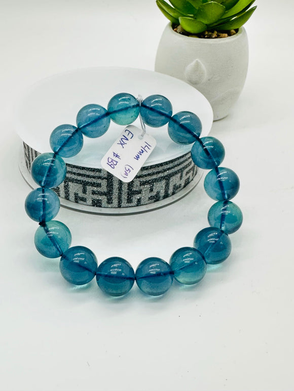 Aquamarine Round Bracelet • 14 mm Size • Code B9 • 5A Quality • 7.5 Inch Length • Natural Aquamarine Bracelet