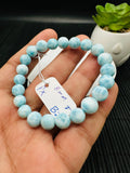 Larimar Bracelet 8 mm size Code# B2• AAA Quality • Natural Larimar Round bracelet- Length 7 Inch