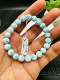 Larimar Bracelet 8 mm size Code# B2• AAA Quality • Natural Larimar Round bracelet- Length 7 Inch