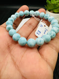 Larimar Bracelet 8 mm size Code# B3 • AAA Quality • Natural Larimar Round bracelet- Length 7.25 Inch