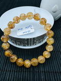 Golden Rutile Round Bracelet • 10 mm Size • Code G8 • 4A Quality • Natural Rutilated Quartz Bracelet