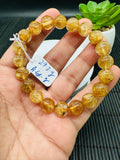 Golden Rutile Round Bracelet • 10 mm Size • Code G8 • 4A Quality • Natural Rutilated Quartz Bracelet