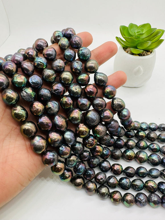 Pearl Peacock Baroque - 10-12 MM Size AAAA Quality - Freshwater Nucleated Pearl Beads