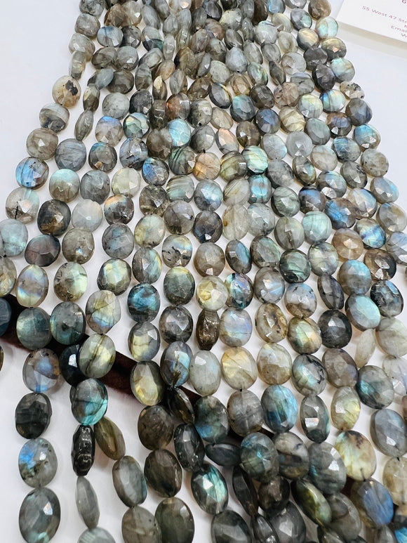 Labradorite 9X11MM faceted Oval Shape, Labradorite faceted beads, length 14