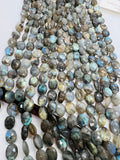 Labradorite 9X11MM faceted Oval Shape, Labradorite faceted beads, length 14", AA quality.