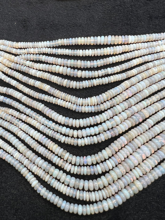 Australian Opal Roundel 4-8MM, 16 Inch Strand-  White Australian  opal Roundel shape , Graduated Necklace.