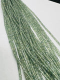 Green Sapphire 3MM Faceted Roundel , AAA Quality , 16 Inch Strand , Natural green sapphire gemstone . precious stone beads