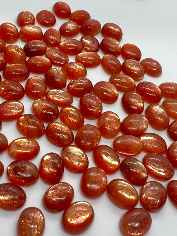 Sunstone Cabochon 7X9 mm -Pack of 4 Pieces  -AAA Quality cabs- Sunstone Oval Cabochon -Natural Sunstone Cabs