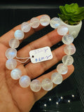 Moonstone Round  Bracelet- 11 mm Size - Code M8 -  Length 7.5 Inches - AAAA Quality - Blue Fire Beads  - Natural Moonstone Bracelet