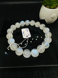 Moonstone Round  Bracelet- 11 mm Size - Code M9 -  Length 7.5 Inches - AAAA Quality - Blue Fire Beads  - Natural Moonstone Bracelet